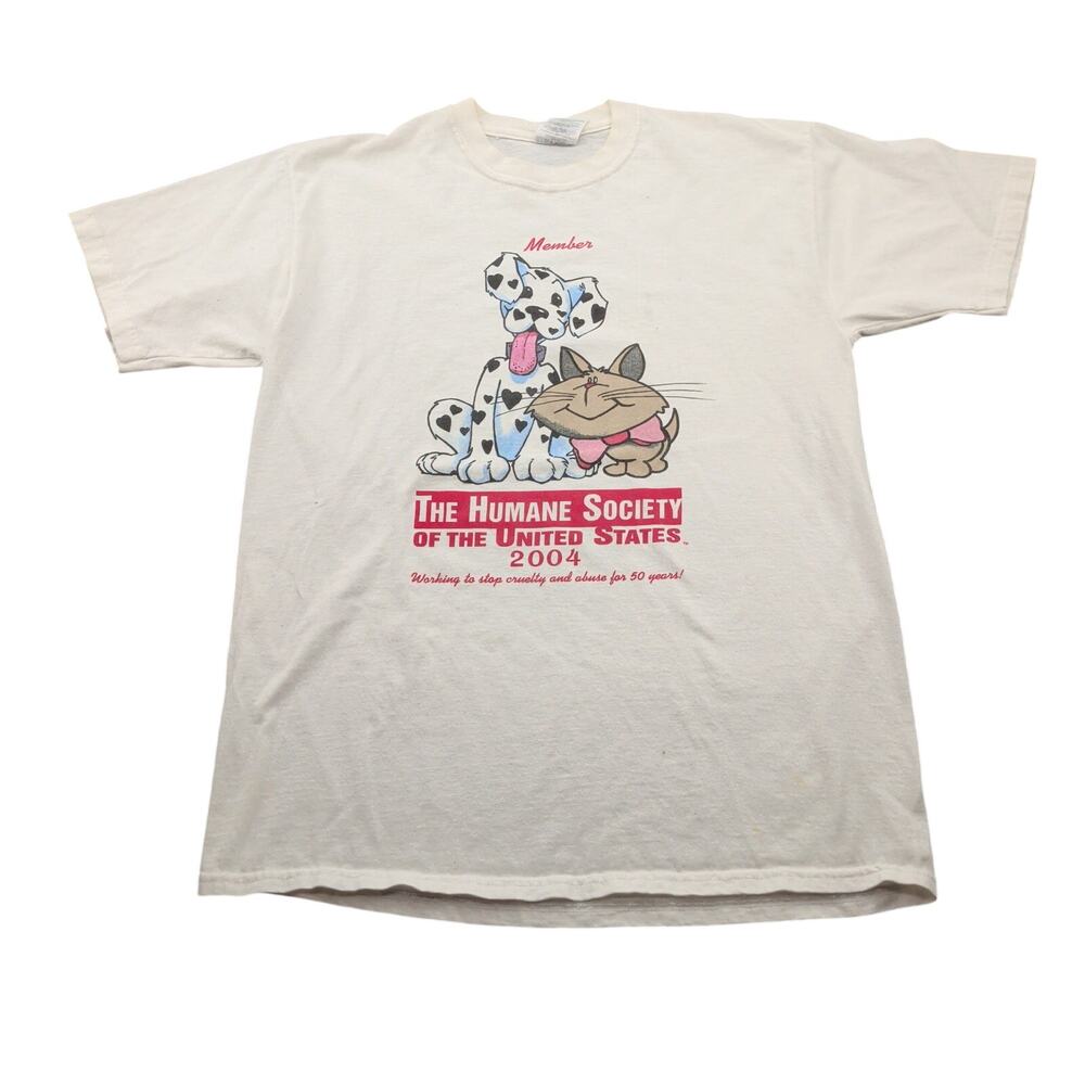 Vintage 2004 The Humane Society Member T Shirt Men's Large Dalmation Cat